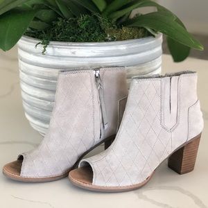 TOMS Majorca Peep Toe Bootie, Grey Suede